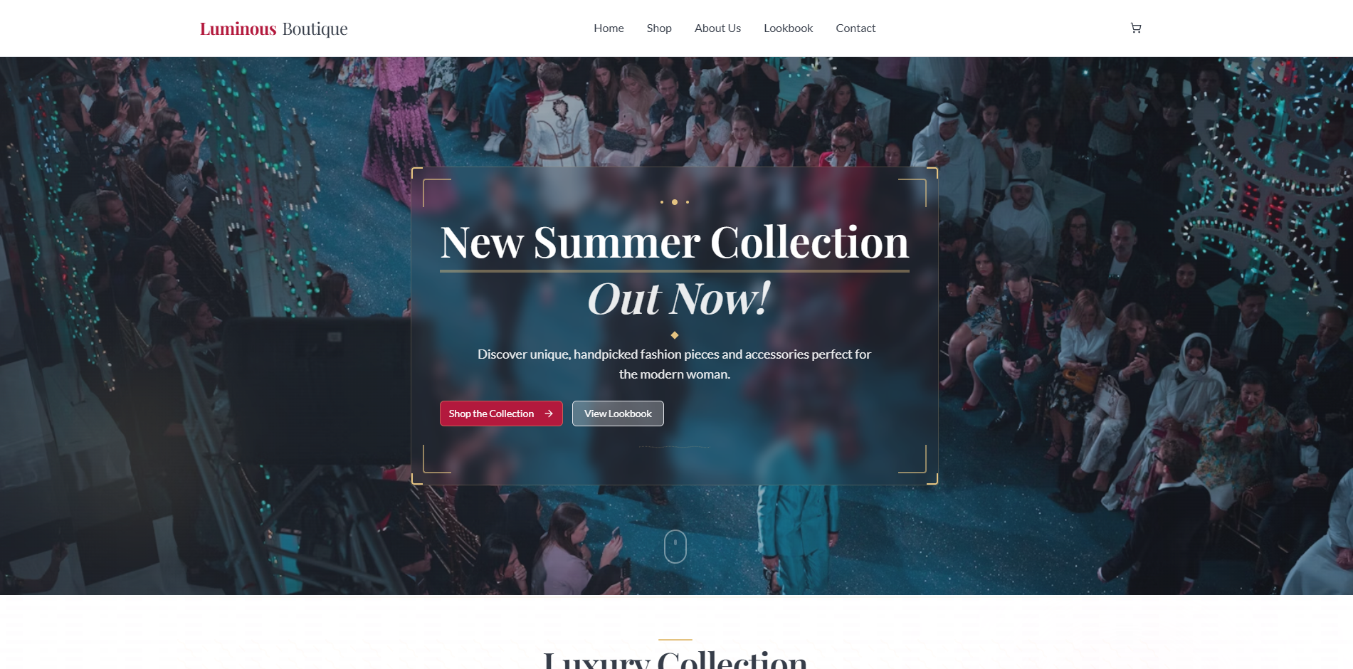 Luminous Boutique website screenshot