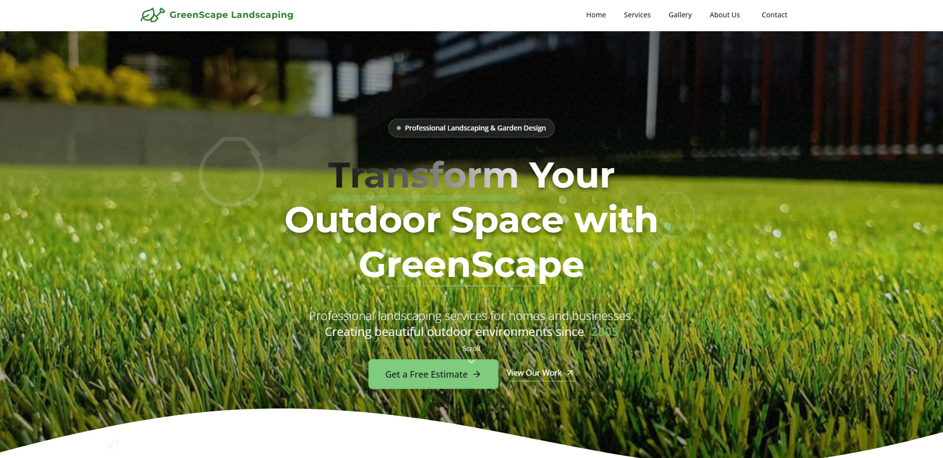 GreenScape Landscaping website screenshot
